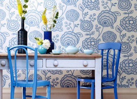 Современные бумажные обои в интерьере фото